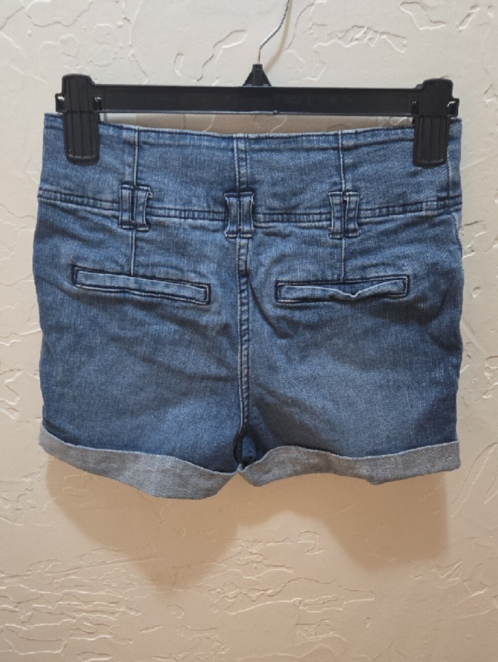 H&M Button-Front High-Rise Denim Shorts - Blue - Picture 3 of 7